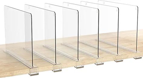 Amazon.com : closet organizers Closet Bookshelves, Wire Closet Shelves, Closet Shelf Dividers, Clear Shelf, Acrylic Bookshelf, Organizer For Closet, Closet Shelf Organization, Closet Dividers, Shelf Dividers