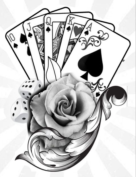 Ace Card Tattoo Design, Clock Card, Card Tattoo Designs, Cute Hand Tattoos, Ace Card, Card Tattoo, Forearm Tattoos, Rose Tattoo, Shoulder Tattoo