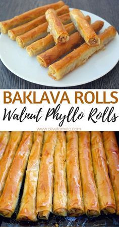 Phyllo Rolls, Baklava Recept, Baklava Rolls, Easy Baklava, Phyllo Dough Recipes, حلويات عربية, Rolls Easy, Pasta Fillo, Baklava Recipe