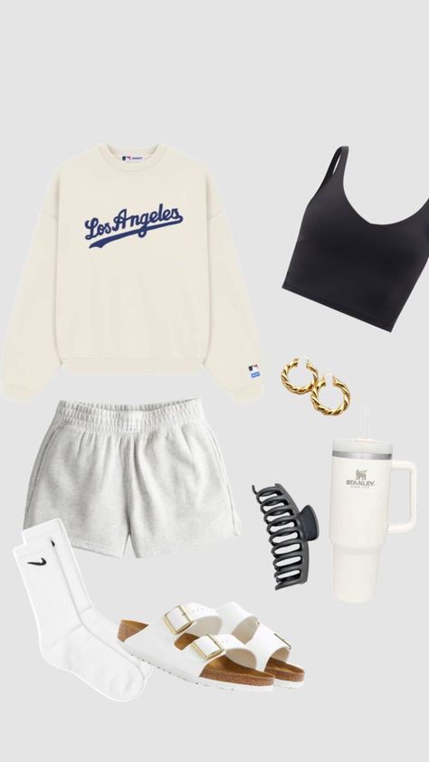 #outfit #lululemon #ladodgers #losangeles #sweatshorts #birkenstocks #chill #airportoutfit Sweatshorts Shorts Outfit, Sweatshorts Shorts, Air Port Outfit, Outfit Inspo Summer, Shorts Outfit, Sweat Shorts, Your Aesthetic, Creative Energy, Short Outfits