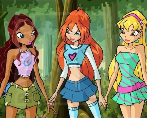 Movie Trios, Iconic Trios Cartoon, Iconic Trios Female, Trio Characters, Iconic Trios, Bloom And Stella, Winx Club Aisha, Trio Costumes, Winx Aesthetic