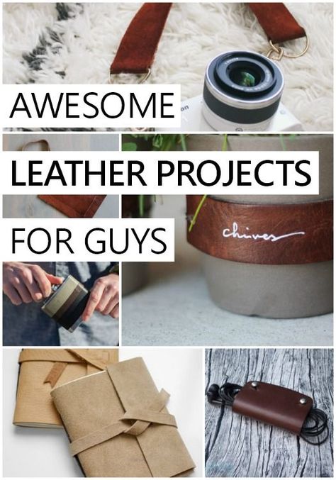 17+ DIY leather projects for guys for father's day Diy Leather Gifts, Leather Tutorial, Diy Projects For Men, Diy Leather Projects, Sac Diy, Painted Pots Diy, Man Crafts, Leather Craft Projects, Astuces Diy