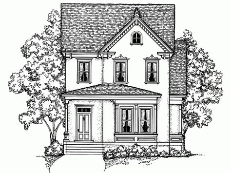 Queen Anne Style 2 story 4 bedrooms(s) House Plan with 2277 total square feet and 2 Full Bathroom(s) from Dream Home Source House Plans Queen Anne House Plans, Vintage Victorian House Plans, Victorian House Plan, Queen Anne House, Victorian Exterior, Victorian House Plans, Victorian Style House, Narrow Lot House, Blueprint Pictures