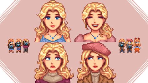 Stardew Valley Mods Character, Outfits Stardew Valley, Haley X Female Farmer, Stardew Valley Layout, Stardew Valley Tips, Stardew Valley Farms, Stardew Valley Fanart, Seasonal Outfits, Cozy Gaming