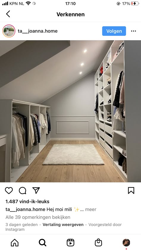 Attic Walkin Closet, Wardrobe In Attic, Walk In Wardrobe Design Ideas, Attic Walk In Wardrobe, Loft Walk In Wardrobe, Loft Wardrobe Ideas, Attic Dressing Room, Attic Conversion Bedroom, Attic Walk In Closet