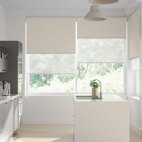 Double Roller Titan Canvas Blind | Blinds Online™ Roller Blinds Living Room, Roller Blinds Bedroom, Roll Blinds, Modern Roller Blinds, White Roller Blinds, Blinds Inspiration, Grey Blinds, Built In Shelves Living Room, Modern Blinds