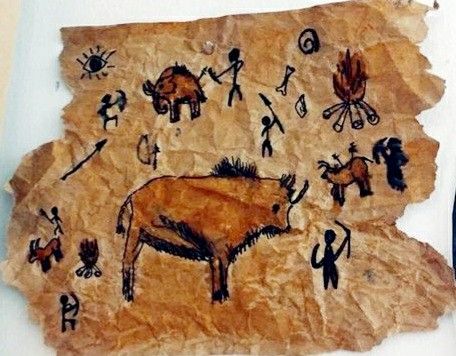 Prehistoric Art Projects, Stone Age Display, Stone Age Cave Paintings, Archaeology For Kids, Petroglyphs Art, Paleolithic Art, Stone Age Art, Prehistoric Cave Paintings, Childrens Art Projects