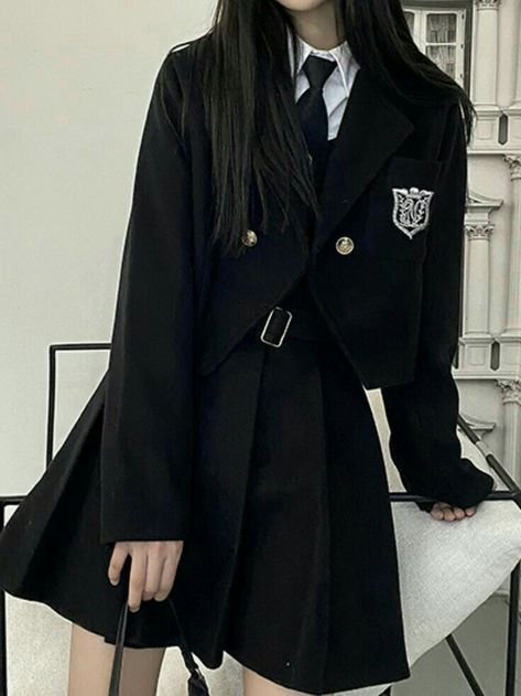 Kawaii Coat, Uniform Jacket, School Uniform Fashion, School Uniform Outfits, Korean Casual Outfits, Preppy Look, School Dresses, Uniform Fashion, Mode Vintage