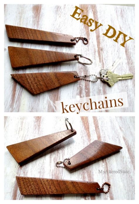 Easy Scrap Wood Keychain Craft :: Hometalk Diy Tumblr, Keychain Craft, Wooden Signs Diy, Wood Projects For Beginners, Wood Scraps, Wood Keychain, Wooden Keychain, Easy Wood, Scrap Wood Projects