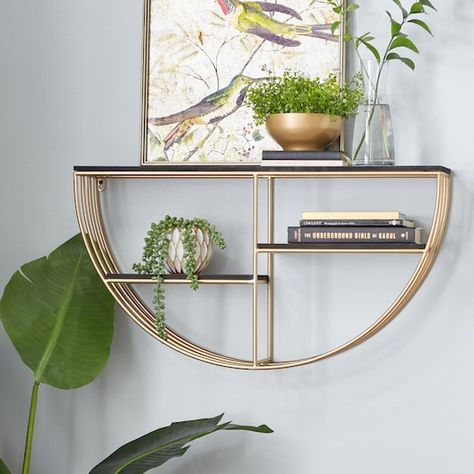 Floating Shelves Over Bar, Circle Wall Shelf, Contemporary Wall Shelf, Round Wall Shelves, Neon Crafts, Shelves And Storage, Metal Wall Shelves, Black Shelves, Cabinets Shelves