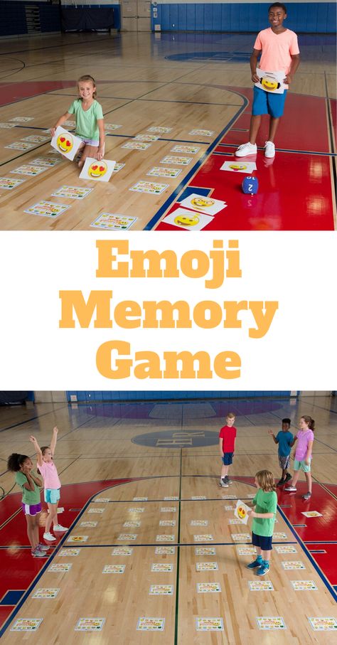 Our new Jumbo Emoji Memory Game incorporates both team building and competition elements. It is also an active game with fitness elements and can be used in both after school programs and PE classes. After School Club Activities, Teamwork Games, After School Programs, Gym Games For Kids, Pe Activities, School Age Activities, After School Care, Team Building Games, Gym Games