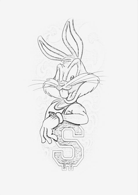 Looney Tunes Tattoo, Thigh Tattoos, Tattoos Women, Thigh Tattoos Women, Tattoo Stencils, Tattoo Inspo, Love Tattoos, Thigh Tattoo, Tattoo Style