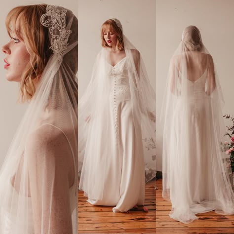 Diy Juliet Cap Veil, Different Types Of Veils, 1930 Wedding Dress, Medieval Veil, Vintage Style Veil, Veil Art, Juliet Cap Veil, Vintage Veil, Juliet Cap