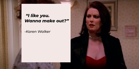 "Will and Grace" first aired in the late '90s, and one of the show's most unforgettable characters was the amoral socialite Karen Walker. Karen truly lived up to the "funny friend" trope while displaying a hidden depth to herself.  Funny woman Megan Mullally brought life to one of comedy's most... The Funny Friend, Karen Walker Quotes, Megan Mullally, Chanel Slingback, Take The High Road, Filthy Rich, Will And Grace, Three Wise Men, Motivational Stories