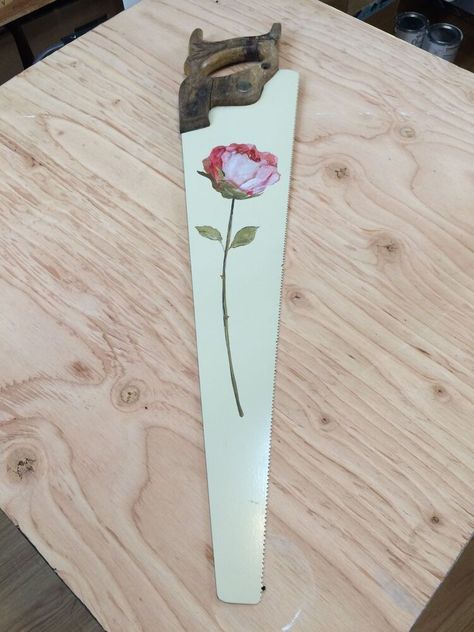 Handpainted Saws, Hand Saw Art Ideas, Painted Saws, Hand Saws, Repurposed Items, Hand Saw, Sewing Rooms, Saws, Spray Painting