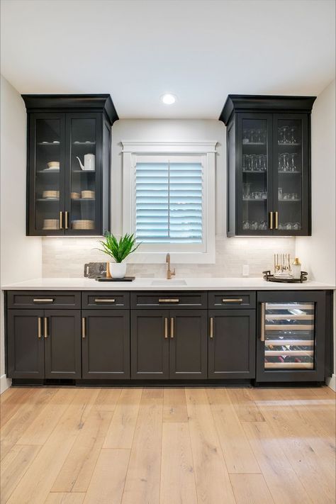 Butler Pantry Cabinets, Charcoal Gray Kitchen Cabinets, Iron Ore Sherwin Williams, Pantry Cabinets, The Butler, Tiny House Nation, Condo Kitchen, Lake Oswego, Iron Ore