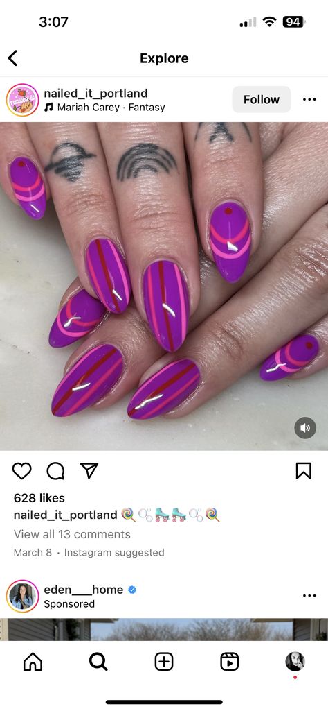 Pink Fuschia Nails, Bright Fushia Nails, Fuschia Nails Gel, Valentines Day Nails Fuschia, Hot Pink Abstract Nails, Fuschia Nails, Gel Nails, Nails, Red