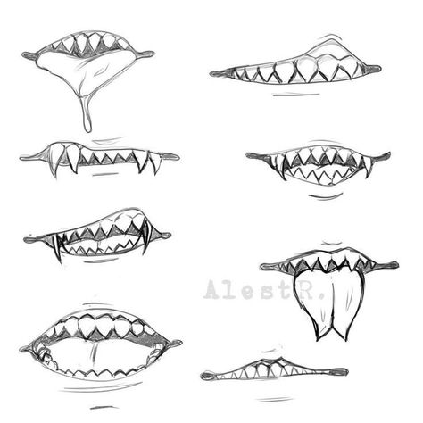 Alien Mouth Drawing, Demon Body Base Drawing, Incubus Drawing Reference, Drawings Of Demons, Drawing Base Demon, Demon Art Reference, Demon Mouth Drawing, Demon Base Drawing, Demon Drawing Reference