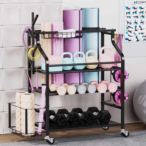 Sttoraboks Dumbbells Rack,Weight Rack for Kettlebell, Weight Stand,Home Gym Storage Holder for Yoga Mat, Foam Roller,Yoga Strap,Resistance Bands,Garage Sports Equipment Organization, Home Yoga Studio, Yoga Brick, Studio Garage, Home Gym Storage, Gym Organizer, Sport Rack, Small Home Gym, Yoga Mat Storage