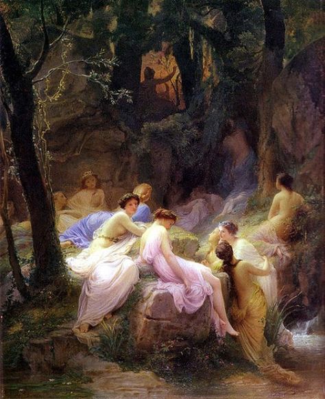 Nymphs Listening To The Songs of Orpheus - Charles Jalabert (1819–1901) - PD-art-100 Sean Lennon, Istoria Artei, Odilon Redon, John William Waterhouse, Amazing Paintings, Zooey Deschanel, Vintage Art Prints, Western Art, Ancient Greece