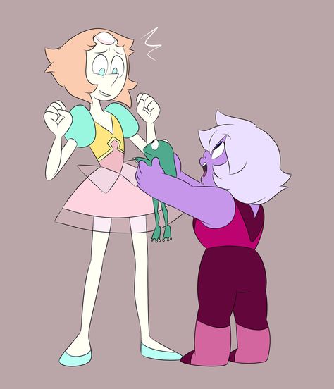 Pearl X Amethyst Fanart, Pearl X Amethyst, Easy Cartoon Characters, Pearl Fanart, Perla Steven Universe, Pearl And Amethyst, Cristal Gems, Amethyst Art, Amethyst Steven Universe