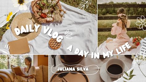 Beige and Brown Cute Vintage Daily Vlog YouTube Thumbnail 🤍brown, collage, daily, vlog, youtube thumbnail, photo, cottagecore, cover, travel, picnic 🤍 #canva #canvatemplate #freetemplate #canvafree Vlog Cover Photos, Aesthetic Yt Thumbnail, Thumbnail Photo, Thumbnail Template, Youtube Thumbnail Template, Daily Vlog, First Youtube Video Ideas, Vlog Youtube, Youtube Thumbnails