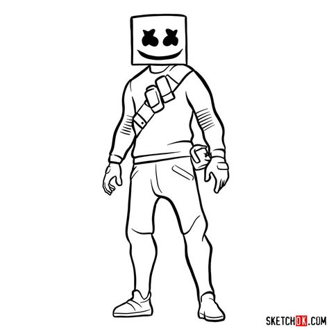 How to draw Marshmello Marshmello Tattoo, Marshmello Drawing, Fortnite Meowscles, Hallway Drawing, Hope Calligraphy, Fortnite Drawings, Draw Fortnite, Fortnite Marshmello, Bape Cartoon