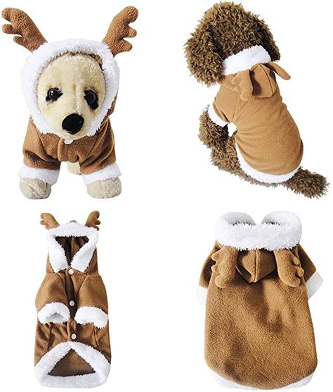 Christmas Reindeer Costume, Cat Outfits Pets, Reindeer Pet, Small Dog Costumes, Reindeer Costume, Fleece Outfit, Christmas Suit, Dog Costume, Cat Christmas