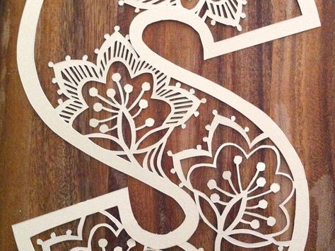 S Type Laser Cut Paper Art, Door Initials, Fancy Letter S, Pattern Batik, Paper Cut Outs, Papercut Art, The Letter S, Folding Origami, Monogram Bracelet