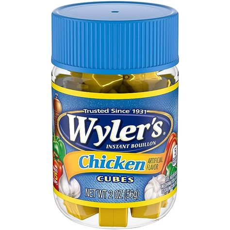 Amazon.com : Wyler's Instant Bouillon Chicken Flavored Cubes (2 oz Jar) : Grocery & Gourmet Food Chicken Items, Chicken Tikka Masala Recipes, Chicken Bouillon, Vegetarian Chicken, Chicken Base, Soup Broth, Spice Cabinet, Bouillon Cube, Butter Oil