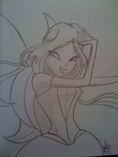 She's from the Winx Club too, but I forgot her name... Winx Club Drawings Easy, Winx Drawing Pencil, Winx Club Drawings Pencil, Winx Sketch, Winx Club Drawings, Winx Drawing, The Winx Club, Pencil Sketches Easy, Bloom Winx Club