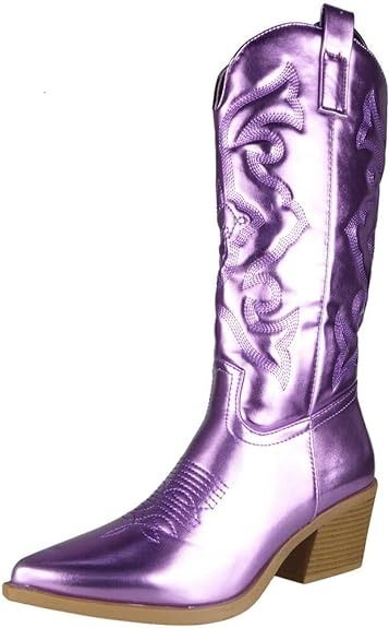 LoudLook Womens Mid Calf Boots | Ladies Cowboy Shoes | Womens Zip Boots | Ladies Travel Shoes | Womens Winter Boots | Ladies Western Shoes | Womens Faux Leather Boots Size 3-8 PURPLE 3: Amazon.co.uk: Fashion Purple Cowboy Boots, Womens Winter Boots, Cowboy Shoes, Western Shoes, Cuban Heels, Faux Leather Boots, Womens Winter, Travel Shoes, Western Leather