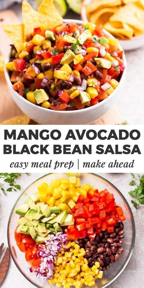 Bean Salsa Dip, Healthy Party Dips, Salsa Dip Recipe, Healthy Appetizers Easy, Mango Salsa Recipes, Black Bean Salsa, Salsa Guacamole, Bean Salsa, Mango Avocado