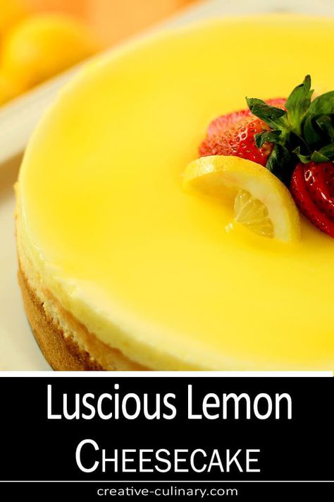 Not said lightly; this Lemon Cheesecake is seriously the best cheesecake I've ever had. Rich and with the perfect texture, it's finished with a sour cream topping and a lemon glaze. Elegant and delicious and perfect for any event! Lemon Cheesecakes, Sour Cream Topping, Trinidad Food, Culinary Desserts, Graham Cracker Crust Recipe, Cheesecake Cookie, The Best Cheesecake, Culinary Food, Lemon Cheesecake Recipes