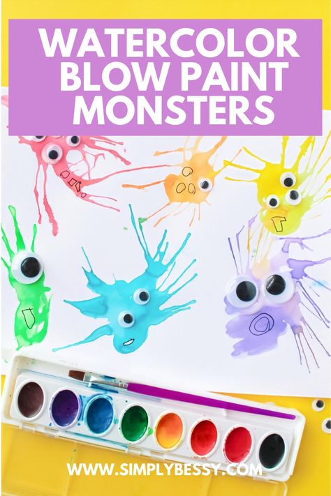 Monsters Inc Crafts, Blow Painting, Monster Activities, Blow Paint, Straw Crafts, Monster Craft, Monster Crafts, K Crafts, Toddler Arts And Crafts