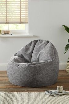 Charcoal Grey Chunky Weave Bean Bag Chair Grey Bean Bag, Grey And White Room, Mood Board Bedroom, Bean Bag Living Room, Bean Chair, Teenage Boy Room, Bedroom Corner, Double Sofas, Cosy Corner