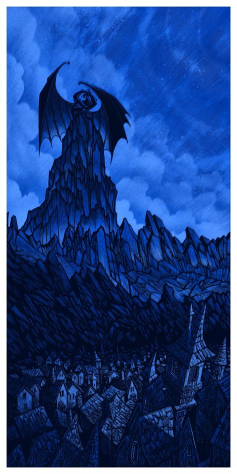 Night on Bald Mountain Print ("Fantasia") by Daniel Danger (via Inside the Rock Poster Frame) Daniel Danger, Omg Posters, Mondo Posters, Bald Mountain, Fantasia Disney, Disney Print, Mountain Print, Rock Posters, Fantasy Artwork