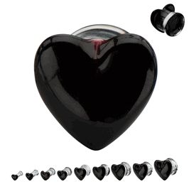 Black Heart Shaped Double Flared Glass Ear Plugs - Sold in Pairs Glass Ear Plugs, Ear Gauges Plugs, Womens Jewelry Trends, Latest Jewellery Trends, Earring Trends, Tunnels And Plugs, Ear Gauges, Jewelry Fashion Trends, In Pairs