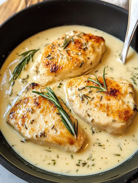 Rosemary Cream Sauce, Rosemary Chicken Thighs, Creamy Dijon, New Chicken Recipes, Rosemary Chicken, Sauce For Chicken, Steamed Vegetables, Cook Chicken Breast, Gluten Free Chicken