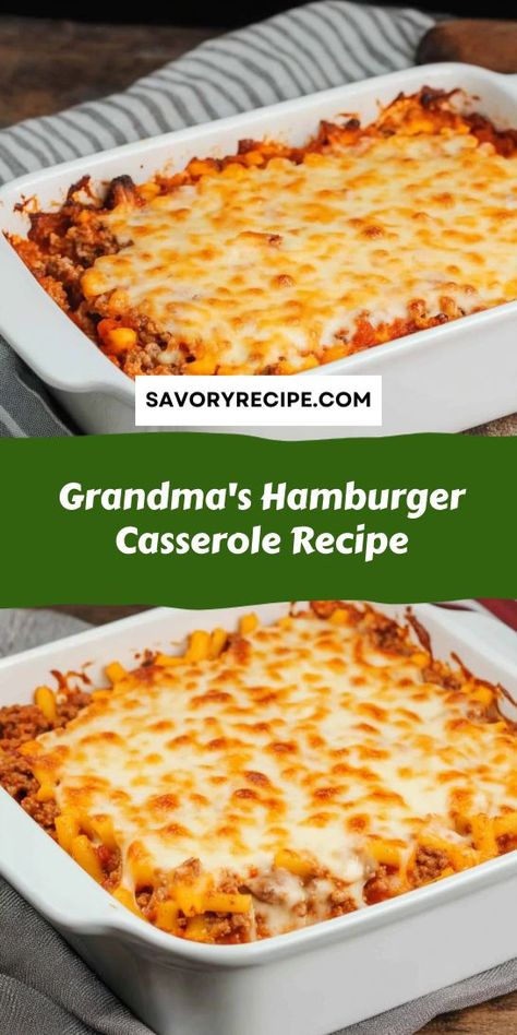 Treat your family to Grandma's Hamburger Casserole Recipe, a delicious way to enjoy ground beef. This one-dish meal is loaded with flavor, easy to make, and perfect for leftovers. Gather around the table and savor a comforting casserole that everyone will ask for again and again! Best Hamburger Casserole Recipes, Hamburger Hotdish, Hamburger Meat Recipes Ground, Meat Casserole Recipes, Hamburger Meat Recipes Easy, Hamburger Meat Casseroles, Recipes Using Hamburger, Cheeseburger Casserole Recipe, Hotdish Recipes