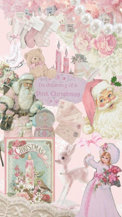 #pink #christmas #pinkchristmas #wallpaper #vintage #beauty Pink Christmas Vintage Aesthetic, Pretty Wallpapers Christmas, Pink Snowflakes Wallpaper, Pink Christmas Collage Wallpaper, Pink Christmas Ipad Wallpaper, Vintage Pink Christmas Wallpaper, Pink Christmas Widget Aesthetic, Vintage Pink Christmas Images, Pink Christmas Computer Wallpaper