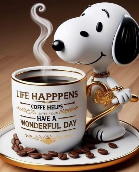 Snoopy Coffee, Coffee In Paris, Positive Memes, Peanuts Charlie Brown Snoopy, Snoopy Cartoon, Morning Memes, Snoopy Quotes, Coffee With Friends, Cute Good Morning Quotes