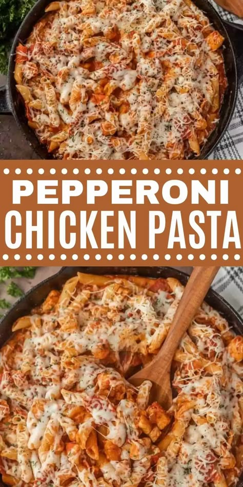 Pepperoni Chicken Pasta Recipe - Chicken Pepperoni Pasta Chicken Pepperoni Pasta, Pepperoni Recipes Healthy, Peperoni Pasta, Grilled Chicken Strips Recipes, Pepperoni Pasta Bake, Chicken Pepperoni, Hor Dourves, Pepperoni Pasta, Pepperoni Chicken