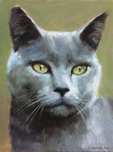 Daily Paintworks - "Grey Gray Grey" - Original Fine Art for Sale - © J. Dunster Cat Oil Painting, Cat Portrait Painting, Russian Blue Cat, Gray Cat, Cat Artwork, Watercolor Cat, Arte Inspo, Kitty Kitty, Daily Paintworks