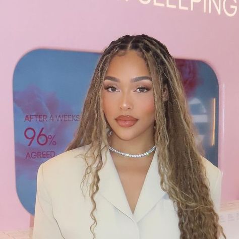 HEIR JORDYN on Instagram: "True life: I’ve been MIA a little on social media and I miss my community on here. Adulting and being a business owner is no joke while finding the balance of it all on social media! Kids if you’re reading this, don’t rush to grow up! In reality, I wouldn’t change anything for the world and I used to dream of times like these. God is so good!! I’m in such a pivotal time of my life and I can’t wait to share more with you guys on this journey. Just stopping in to say I miss you! 🤍" Jordan Woods Dress, Jordyn Woods Braids, Jordyn Woods Hair, Jordyn Woods Style, Long Braid Styles, God Is So Good, Big Braids, Single Braids, Blonde Braids