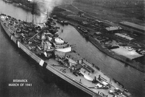 15 in battleship Bismarck, March 1941 - probably the most famous capital ship of WW2, though her operational career in May that year lasted less than a week. Bismarck Battleship, Battleship Bismarck, Hms Prince Of Wales, Hms Ark Royal, Hms Hood, Heavy Cruiser, Capital Ship, Ww 1, German History