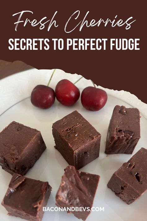 Easy Chocolate Cherry Fudge Cherry Fudge Recipes, Cherry Coke Fudge, Cherry Garcia Fudge, Cherry Chocolate Fudge Recipes, Eagle Brand Fudge Recipe, White Fudge With Cherries, Chocolate Cherry Fudge Easy, White Chocolate Cherry Fudge Recipes, Chocolate Covered Cherry Fudge