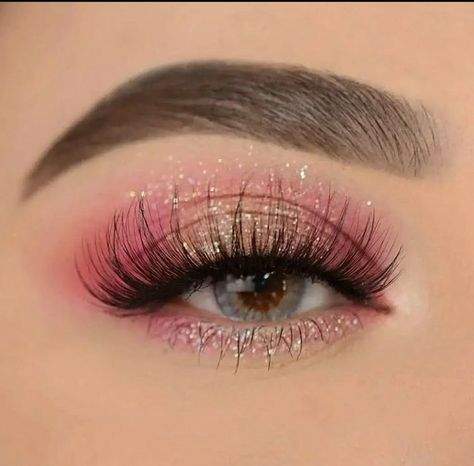 Fairy Costume Makeup, Tinkerbell Makeup, Fairy Eye Makeup, Light Pink Eyeshadow, Fairy Eyes, Golden Eye Makeup, Pink Look, Prom Eye Makeup, Cute Eye Makeup