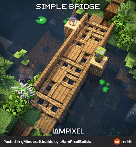 Minecraft Survival Bridge, Minecraft Blossom Town, Minecraft Cool Ideas Survival, Simple Mc Builds, Small Bridge Ideas Minecraft, Minecraft Campfire Bridge, Simple Minecraft Builds House Ideas, Mc Survival Builds, Minecraft Building Bridge