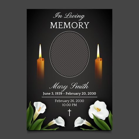 Obituary template design | Premium Vector #Freepik #vector #background #design #vertical #information Obituary Template Design, Obituary Template Examples, Obituary Poster Design, Obituary Background, Obituary Design, Poster Design Png, Obituary Ideas, Obituaries Ideas, Vector Background Design